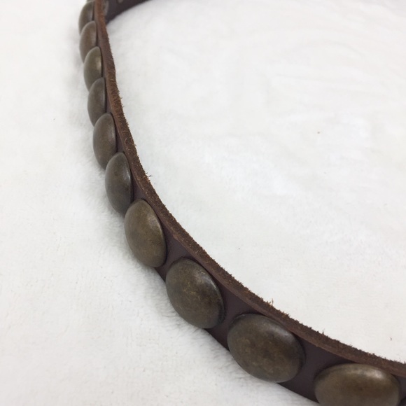 Gap Leather Belt Skinny with Stud Details Brown M - Picture 4 of 8